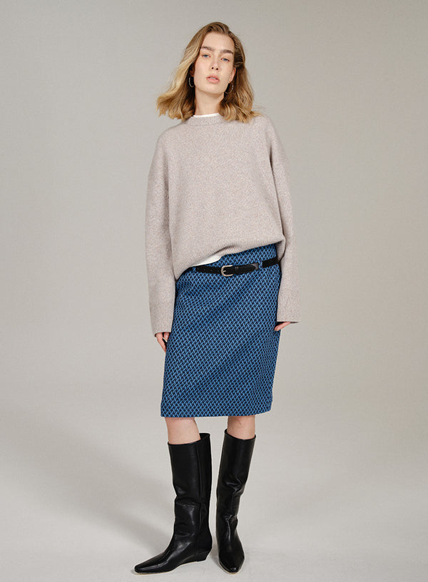 Plaid Wool Pencil Skirt