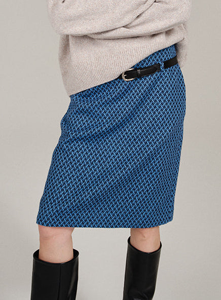 Plaid Wool Pencil Skirt