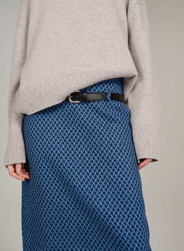 Plaid Wool Pencil Skirt