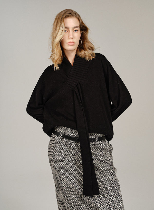 Ribbon Tie Cashmere Sweater