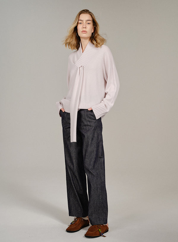 Ribbon Tie Cashmere Sweater