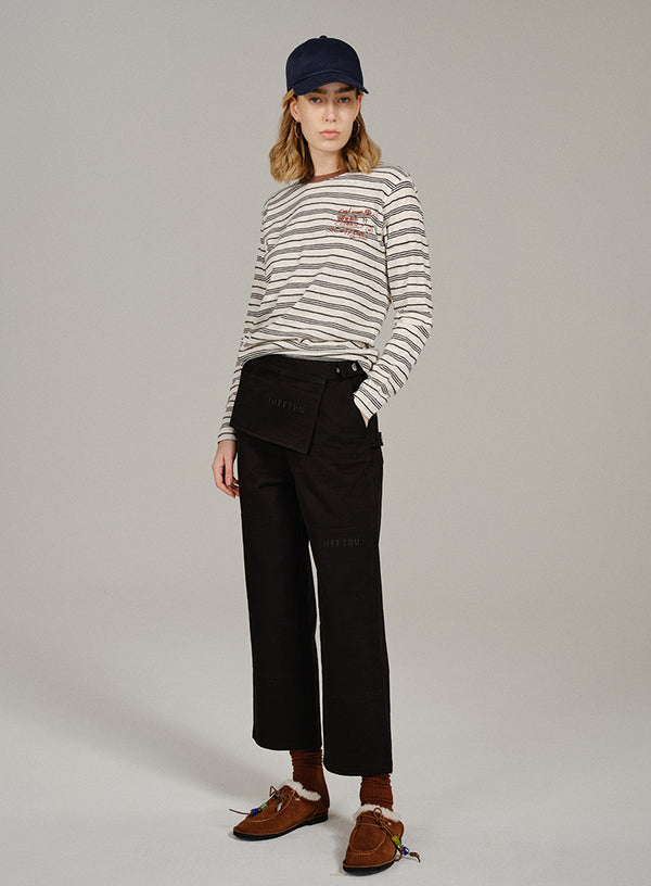 Embroidered Stripe Long Sleeve Tee