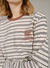 Embroidered Stripe Long Sleeve Tee