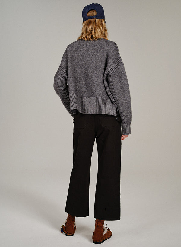 Deep V-Neck Yak Wool Cardigan