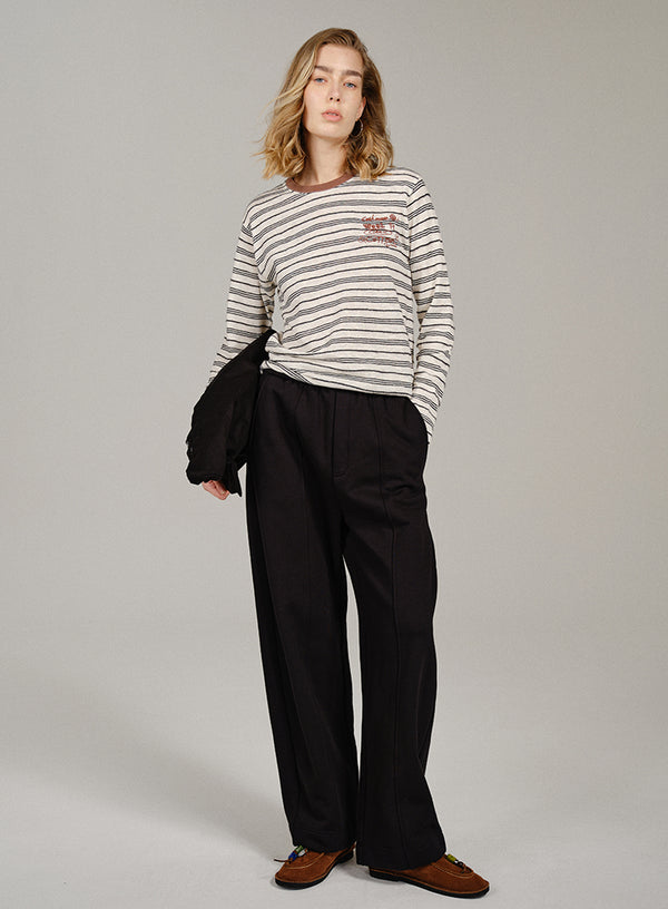 Embroidered Stripe Long Sleeve Tee