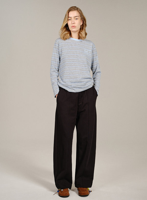 Embroidered Stripe Long Sleeve Tee