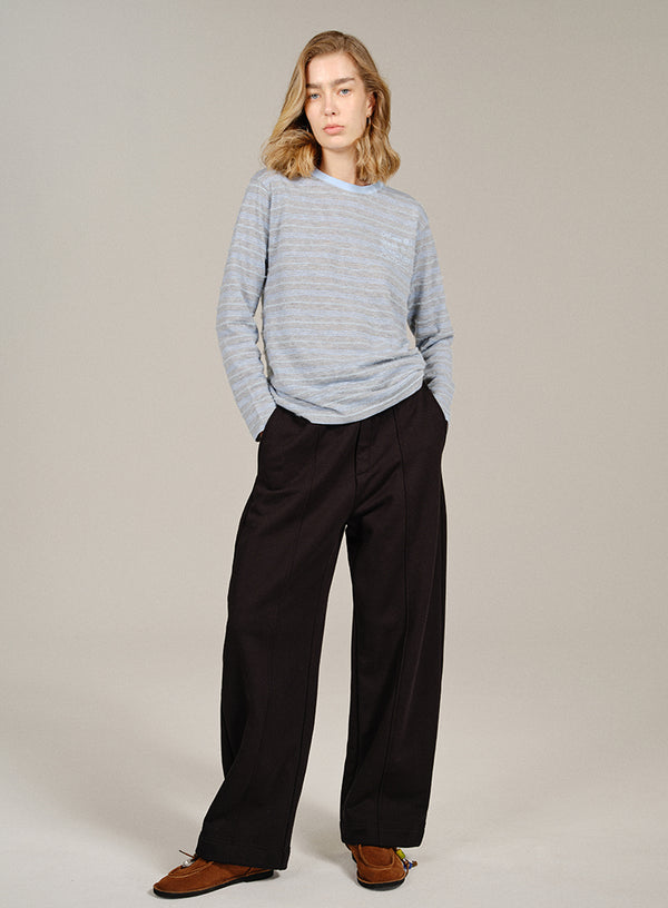 Embroidered Stripe Long Sleeve Tee