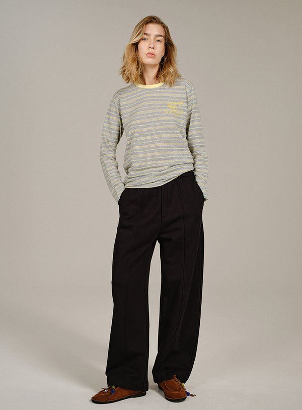 Embroidered Stripe Long Sleeve Tee