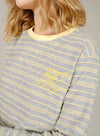 Embroidered Stripe Long Sleeve Tee