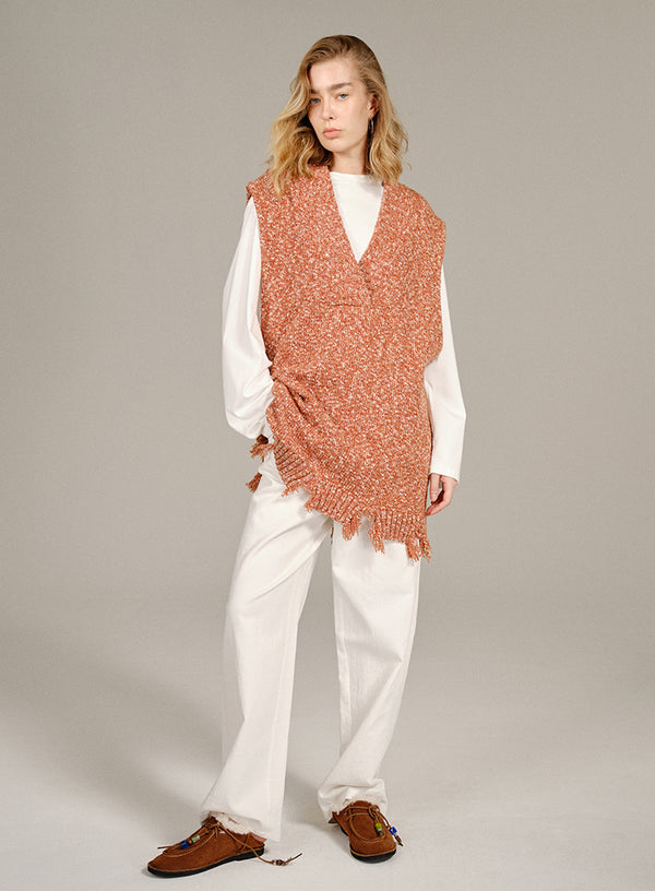 Marled Long Wool Vest Top