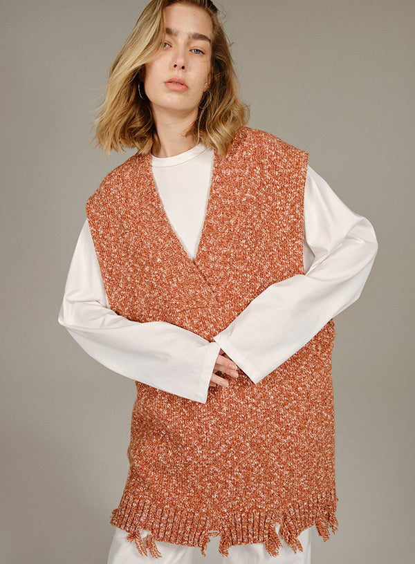 Marled Long Wool Vest Top