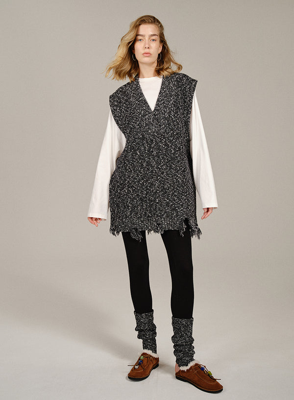 Marled Long Wool Vest Top