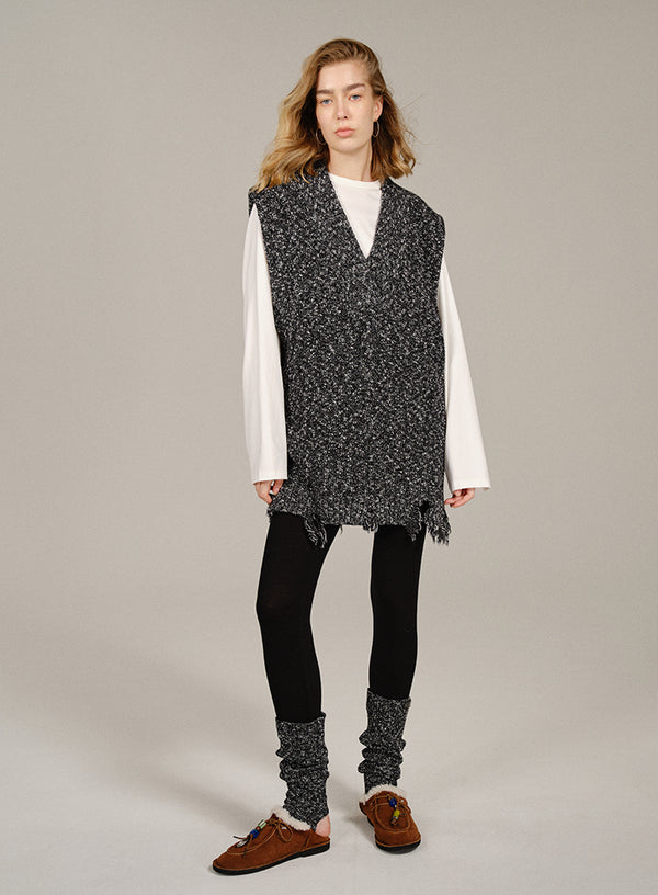 Marled Long Wool Vest Top