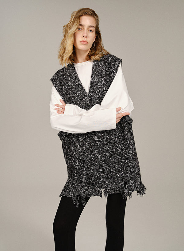 Marled Long Wool Vest Top