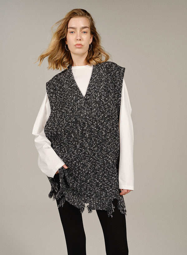 Marled Long Wool Vest Top
