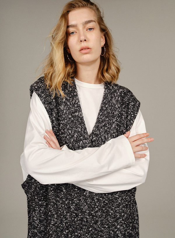 Marled Long Wool Vest Top
