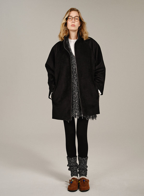Turtleneck Wool Blend Coat