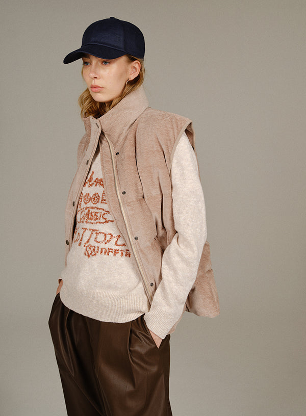 Luxury White Down Vest Coat