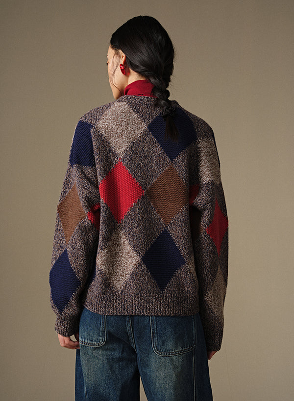 Diamond Knit Wool Sweater