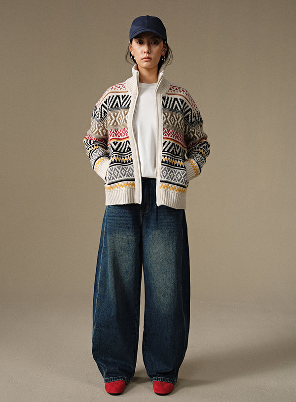 Retro Jacquard Cardigan