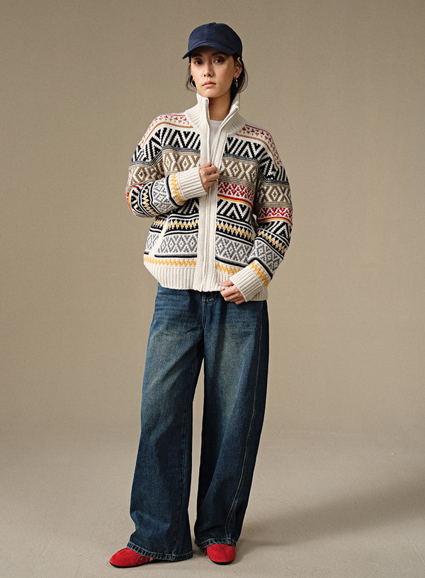 Retro Jacquard Cardigan