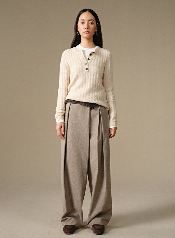 Cashmere Henley Knit Top