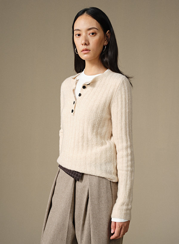 Cashmere Henley Knit Top
