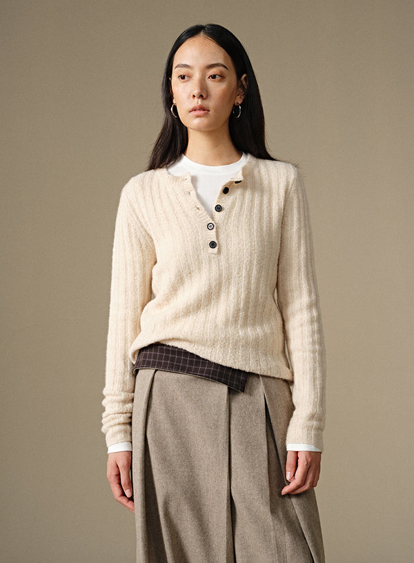 Cashmere Henley Knit Top