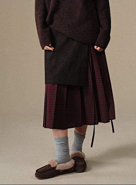 Double Layer Plaid Skirt