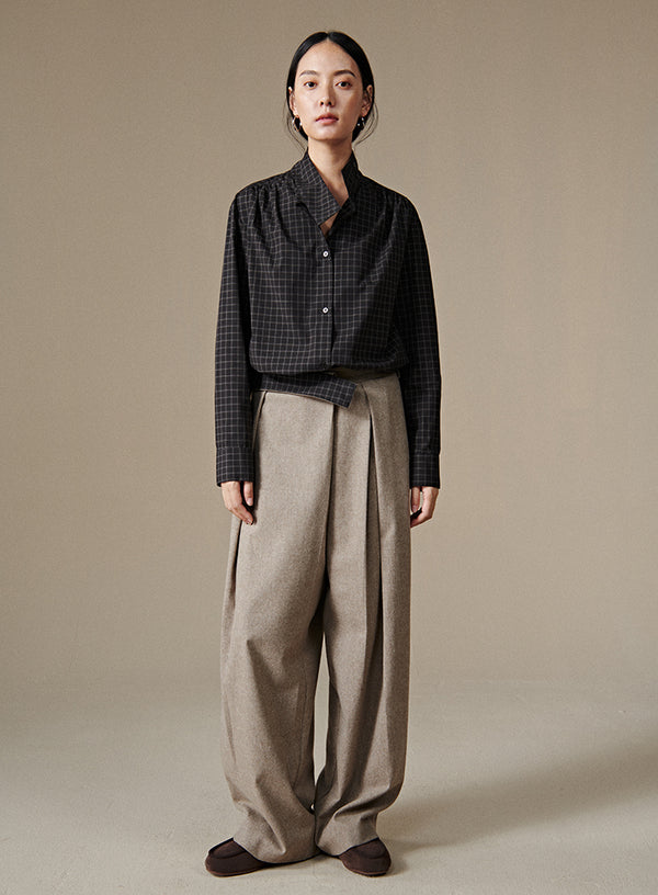 Stand Collar Plaid Shirt