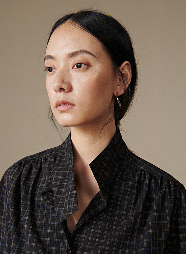 Stand Collar Plaid Shirt