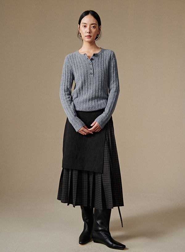 Cashmere Henley Knit Top