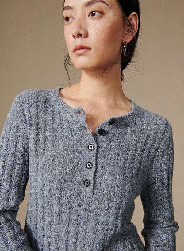 Cashmere Henley Knit Top