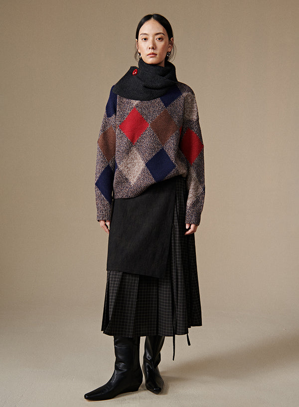 Diamond Knit Wool Sweater