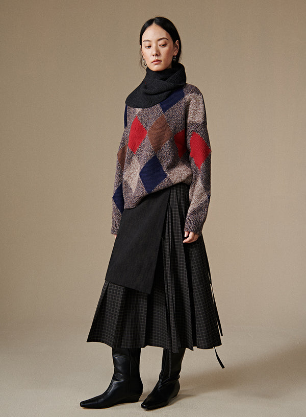 Double Layer Plaid Skirt