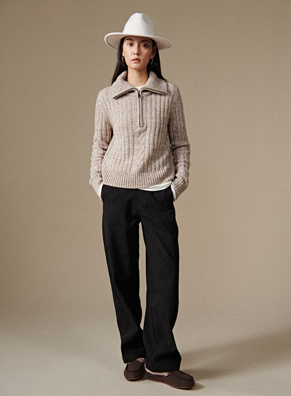 Cropped Half-Zip Sweater