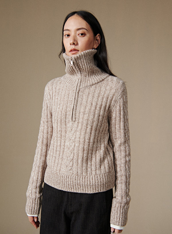 Cropped Half-Zip Sweater
