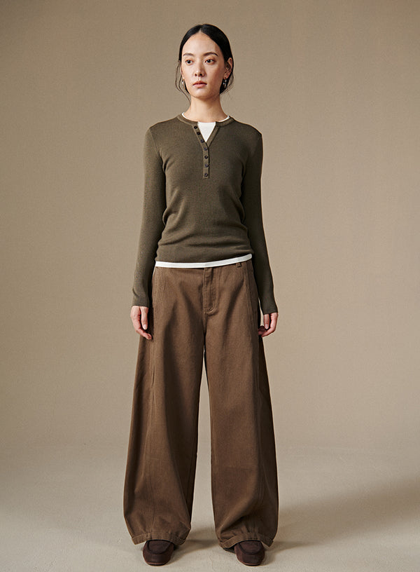 Wool Henley Layered Top