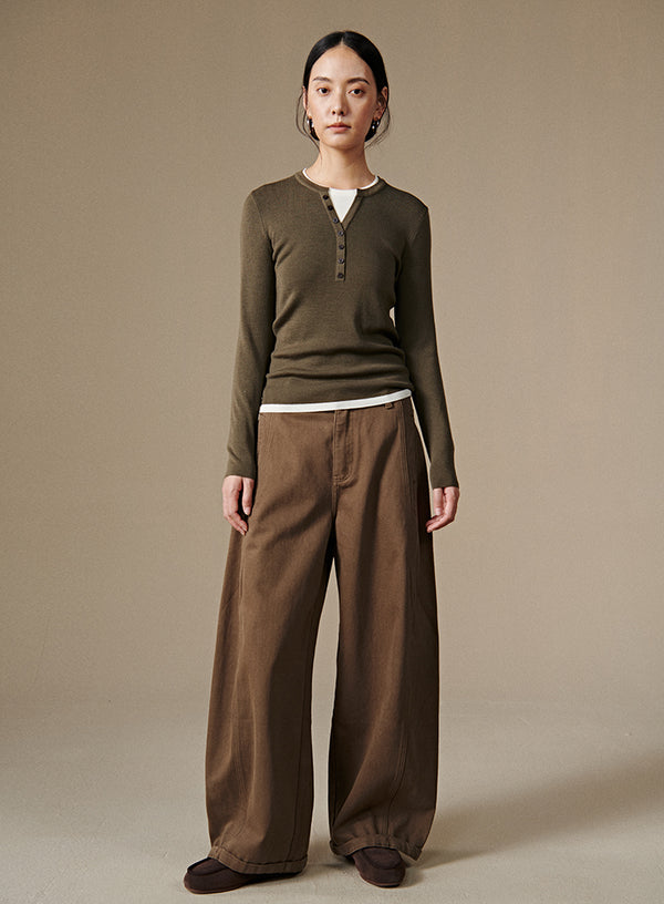 Wool Henley Layered Top