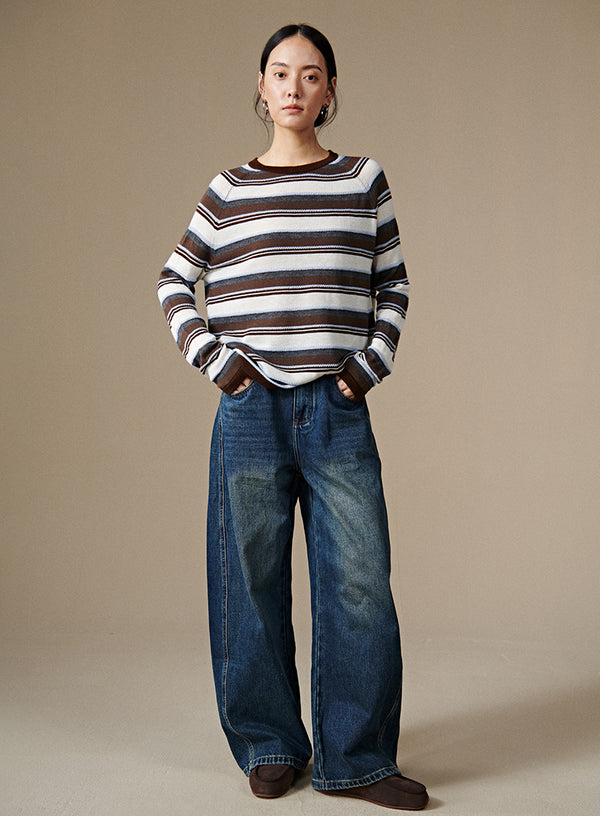 Retro Striped Knit Top