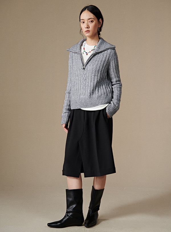 Cropped Half-Zip Sweater