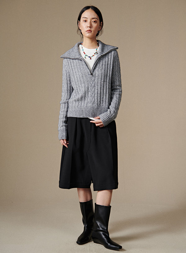 Cropped Half-Zip Sweater