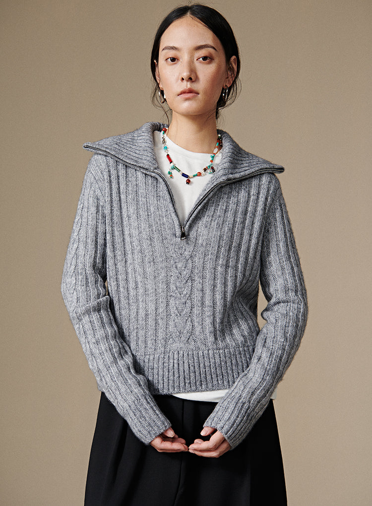 Cropped Half-Zip Sweater – Infftru