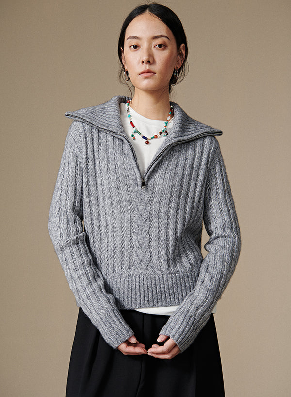 Cropped Half-Zip Sweater