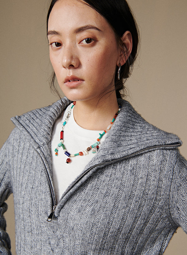 Cropped Half-Zip Sweater