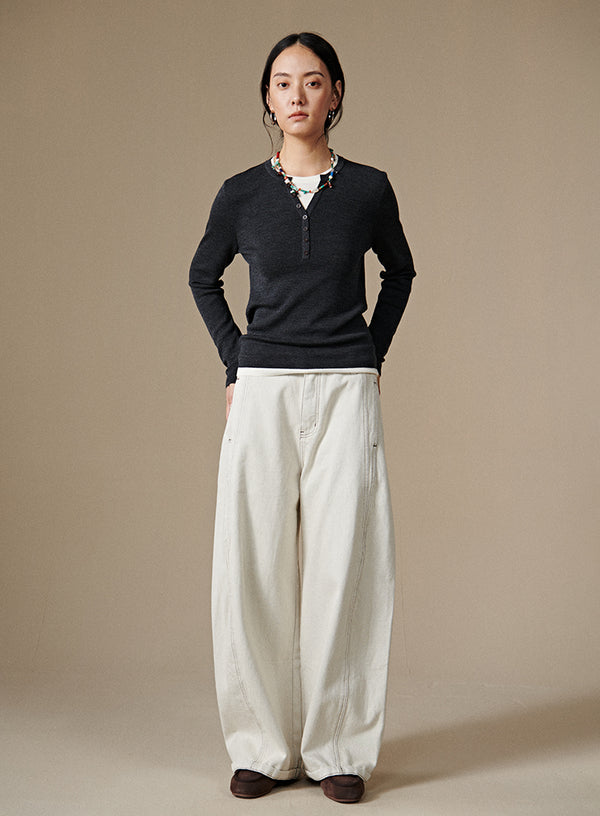 Wool Henley Layered Top