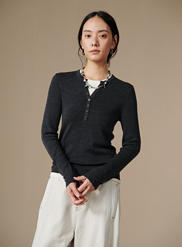 Wool Henley Layered Top