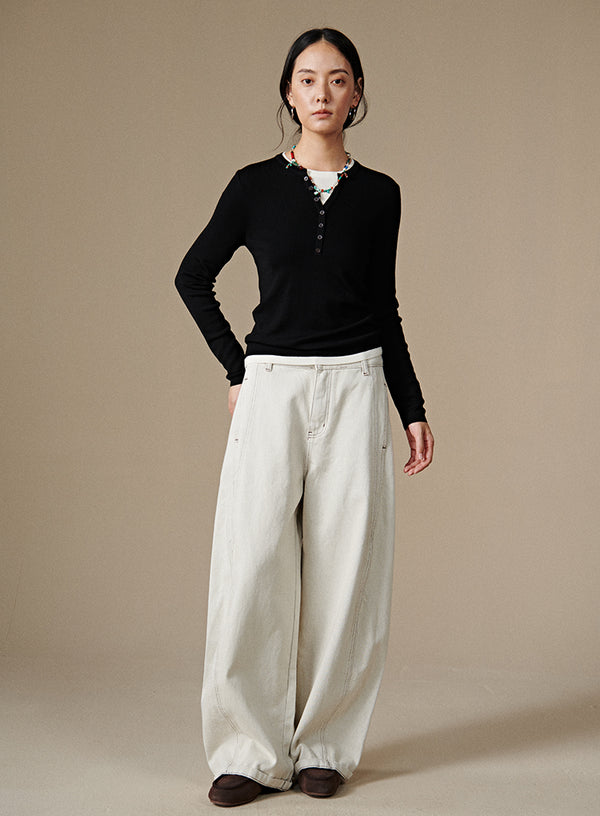 Wool Henley Layered Top