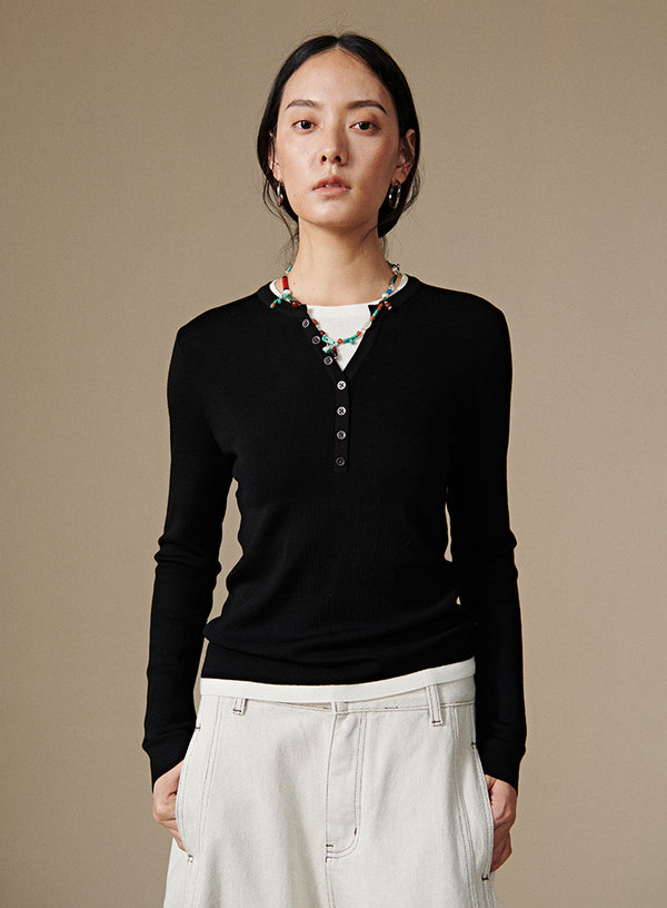 Wool Henley Layered Top