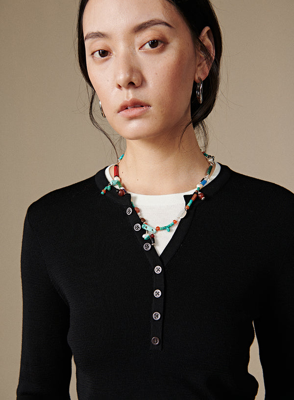 Wool Henley Layered Top